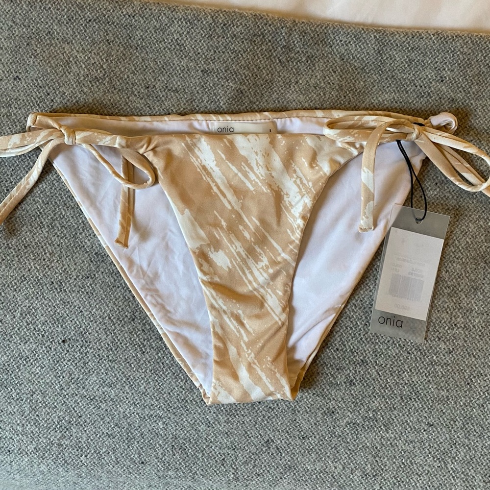 Onia Kate String Bottom | Nude & White swimsuit S
